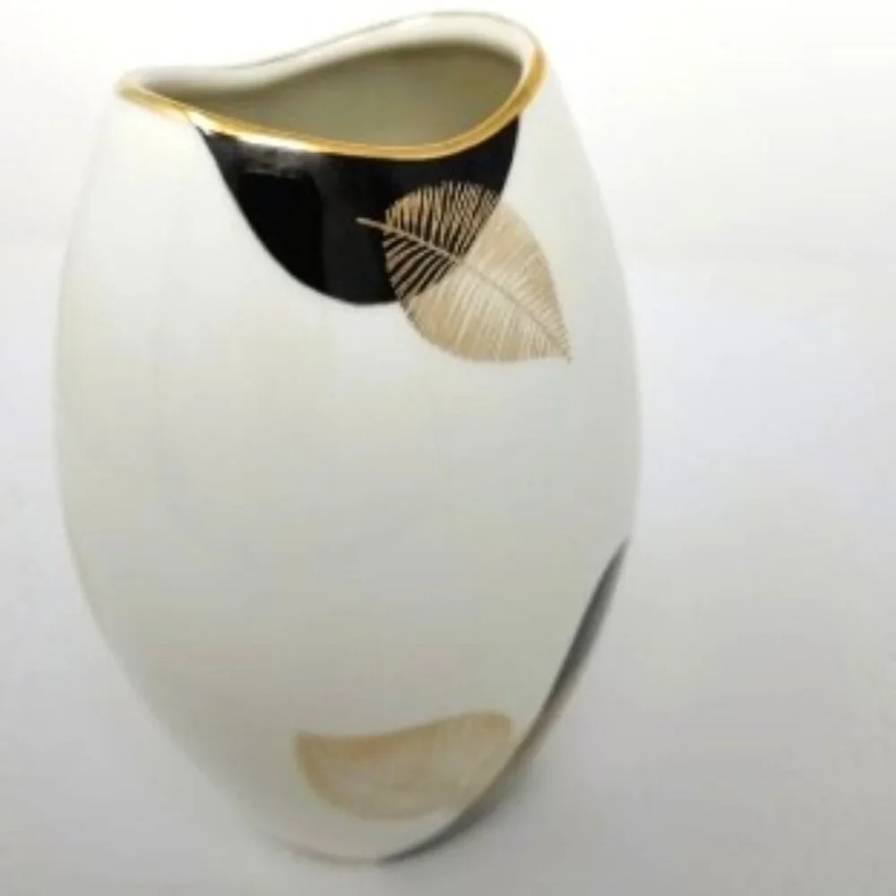 Winterling Bud Vase Gilded Leaves Vintage Porcelain 6 1/2